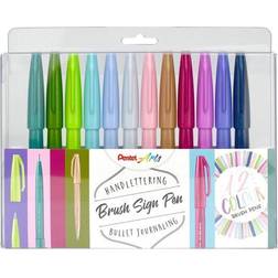 Pentel SES15C-12 Brush Sign Pen Set 12 Stück
