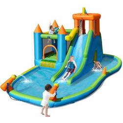 Costway Inflatable Water Slide Kids Bounce House Splash Water Pool with Blower