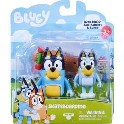 Bluey Figurer Skateboarding Med Bluey Og Bandit Figur