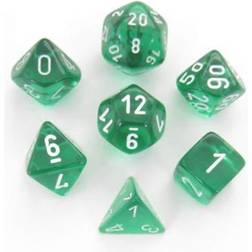 Chessex D7 Die Set Dice Translucent Poly (7 Dice) Green/White
