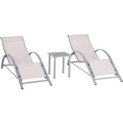 OutSunny Lounge Chair Set Cream 1,690 x 660 mm