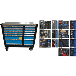 Bato Verktygsvagn XXL med 14 lådor med 506 delar verktyg. Modell 9145-506. Blå