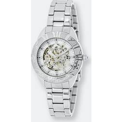 Pearl Empress Godiva Automatic Mother-of-Pearl Watch: Silver Case White and Silver Band