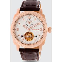 Heritor Automatikuhr Helmsley Halbskelett mit Lederarmband Weiß und Roségold
