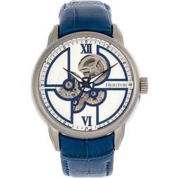 Heritor Automatic Sanford Semi-Skeleton Leather-Band Blue