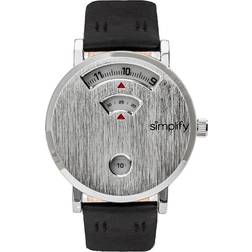 Simplify The 7000 Leather Band Silver/Black Black OSFA