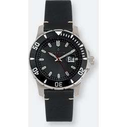 Nautis Nautis Diver Pro 200 Leather-Band W/Date Black