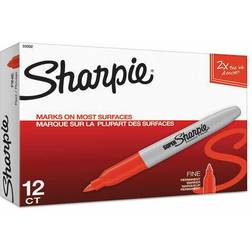 Sharpie Super Permanent Markers, Fine Point, Red, Dozen