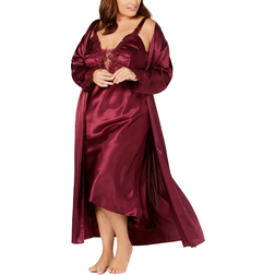 Flora Nikrooz Satin Stella Robe Plus Size - Bordeaux