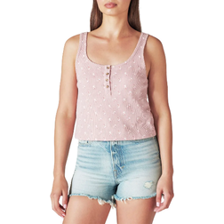 Lucky Brand Women's Waffle Boy Henley Tank Top - Pink Floral Print