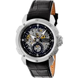 Heritor Automatic Conrad Skeleton Leather-Band Black