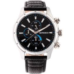 Breed Lacroix Chronograph Lederarmbanduhr Schwarzes Silber