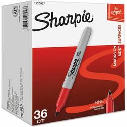 Sharpie Permanent Marker, Fine Point, Red, 36/Pack
