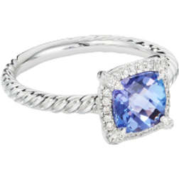 David Yurman Petite Chatelaine Pavé Bezel Ring - White Gold/Tanzanite/Diamonds