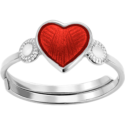 Pia & Per Heart Ring - Silver/Red