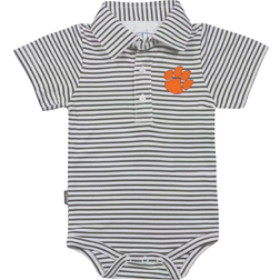 Garb Infant Clemson Tigers Carson Striped Short Sleeve Bodysuit - Charcoal/White