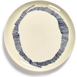 Serax Plate Feast L L26,5 x W26,5 x H2 CM White Swirlstripes Blue Str NO_SIZE Middagstallerkener hos Magasin Beige & Blå Serveringsfad