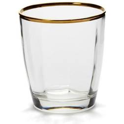 Vietri Optical Gold Double Old Fashioned Clear Vaso