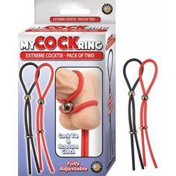 Nasstoys My Cockring Extreme Cocktie-Pack of Two Black/ Red in stock