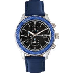 Breed Maverick Chronograph Lederarmbanduhr mit Datum Blau Einheitsgröße