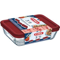 Pyrex Lunch box set Cook & Freeze Crystal Red (3 pcs) Food Container 3pcs