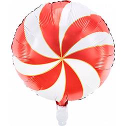 PartyDeco Foleballon Sukkerstok Hvid/Rød