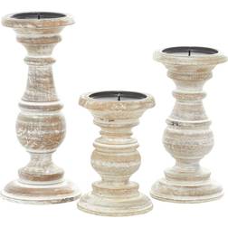 Litton Lane Cream Wood Traditional (Set of 3) Distressed White