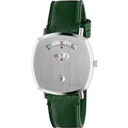 Gucci YA157412 Grip Date Leather Watch, Green/Silver