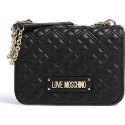 Love Moschino Quilted Logo-Paque Shoulder Bag - Black