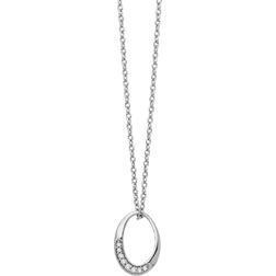 White Ice Accent Oval Necklace - Silver/Diamonds