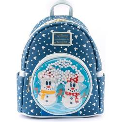 Loungefly Disney Snowman Minnie Mickey Snow Globe Mini Backpack - Blue