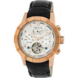 Heritor Automatic Hannibal Semi-Skeleton Leather-Band Rose Gold/Silver