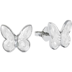 Pia & Per Butterflies Ear Studs - Silver/White