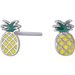 Pia & Per Pineapple Ear Studs - Silver/Yellow/Green