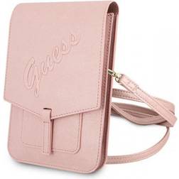 Guess Pochette Smartphone Aspect Cuir Saffiano Bandoulière et Porte-cartes