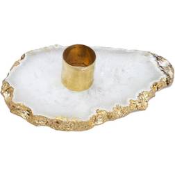 Classic Touch Flat Agate Candlestick 4"