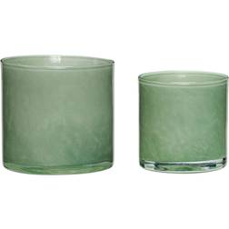 Hübsch Akin Candleholders Green (set of 2) ø12xh12, ø15xh15cm Lysestage