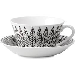 Gustavsbergs Porslinsfabrik Ensemble À Thé Svart Salix Cône + Soucoupe Tasse