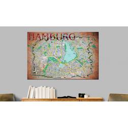 Arkiio Map of Hamburg 60x40 Tavla