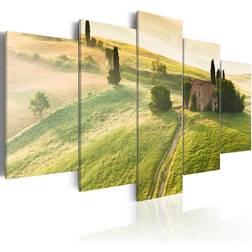 Arkiio Green Tuscany 100X50 Grön Vit Landskap Tavla