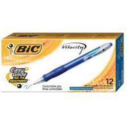 Bic Velocity Retractable Ball Pen, Medium Point (1.0mm) Blue, 12-Count