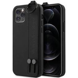 Mercedes iPhone 12 12 Pro Real Leather Black Hand Strap And Portable Ring Mercedes-Benz