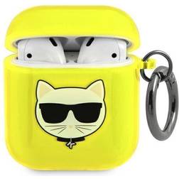 Karl Lagerfeld Estuche Silicona Para Airpods Con Mosquetón Choupette Ikonik Amarillo