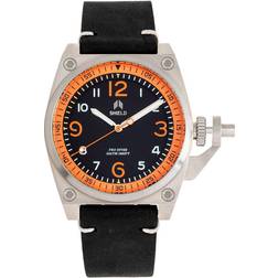 Shield SLDSH102-2 Pascal Leather Band Men Diver Black & Orange