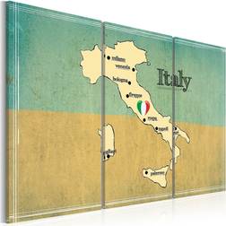 Arkiio Hjärtat Av Italien Triptyk 60X40 Grön Världskartor Tavla