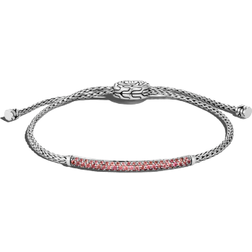 Pull Through Station Bracelet - Silver/Ruby