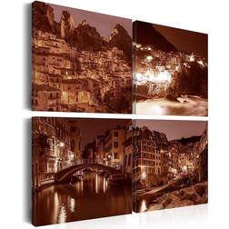 Arkiio Italian Towns Sepia 90X90 Brun Landskap Tavla