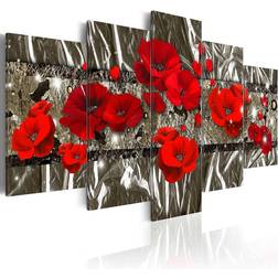 Arkiio Silver Poppies 200X100 Röd Abstrakt Tavla