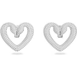 Swarovski Heart Una Clip Earrings - Silver/Transparent