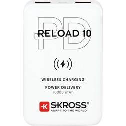 Skross RELOAD 10 Qi PD, Hvid, MP3/MP4, Mobiltelefon/smartpone, Tablet, Rektandel, 10000 mAh, USB, 37 Wh